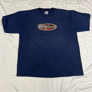 Vintage Y2K Dragon Flame Graphic Tee Navy XL Distressed Grunge